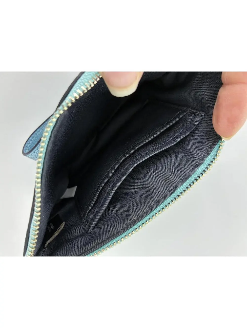 Coach Metallic Blue Leather Wristlet Wallet